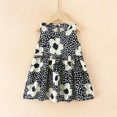 JF Black & Cream Color Printed Frock FD6085B